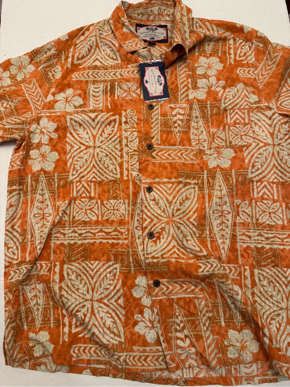 Tommy Bahama Orange Hawaiian Button-Down Shirt
